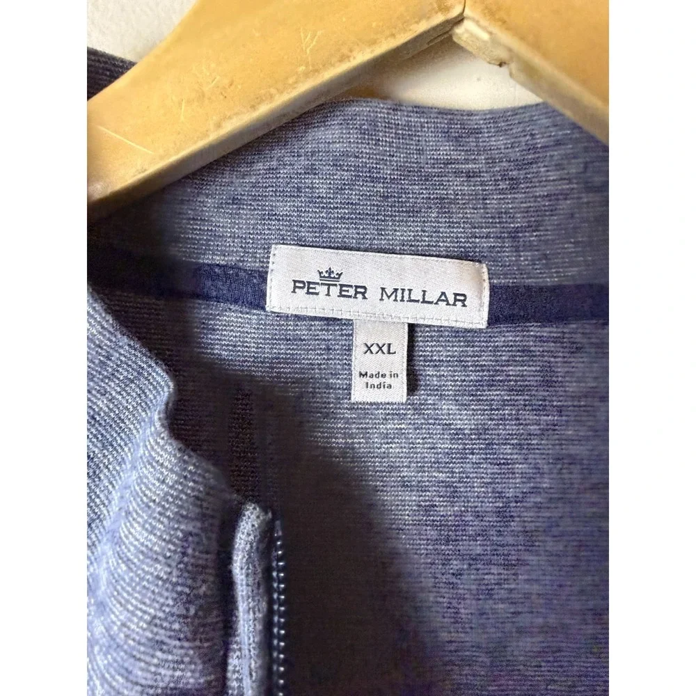 Peter Millar‎ Sweater Mens 2XL Blue Golf Comfort 1/4 Zip Pullover Breathable